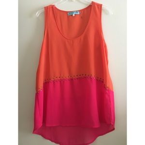 Francesca’s orange and pink tank top